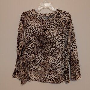 Jones New York leopard print long sleeve t-shirt 1X EUC